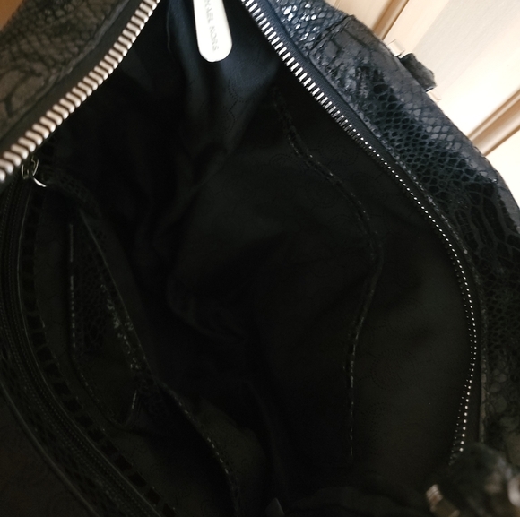 Michael Kors Fulton Black Patten python Leather Purse Handbag - Picture 5 of 12